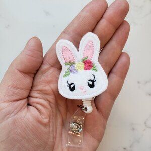 Easter Bunny Badge Reels, Nurse Retractable ID Badge Clips NWT handmade Medical